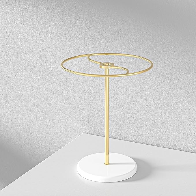 360° Rotating Sunglasses Organizer Stand, Eyewear Display Holder Stand, Eyeglasses Stand Rack for Nightstand Desk Bedroom or Shop Selling (Metal Frame+Acrylic Base) (Gold)