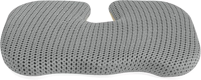 Gooo&Ma Office Chair Cushion - Air Fiber Seat Cushion for Tailbone Pain Relief, Breathable Cooling U-Shape Desk Chair Pad for Car & Gaming, Ergonomic Memory Foam Alternative Washable(Grey)