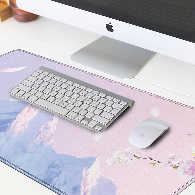 Pink Mouse Pad Large XXL Mousepad 34.65" x 15.75" Extended Gaming Desk Pad Laptop Computer Mousepad with Non-Slip Rubber Stitched Edges for Office, Work, Game