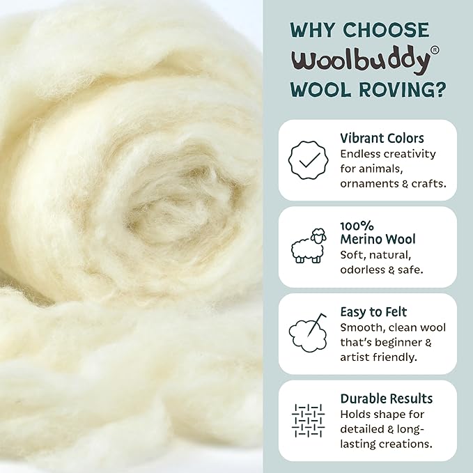 Woolbuddy Needle Felting Kit for Beginners & Adults – Christmas Holiday DIY Felting Kit with Wool Roving, Felting Needles, Pad & Instructions – Felting Kits for Adults Christmas Crafts & Gifts