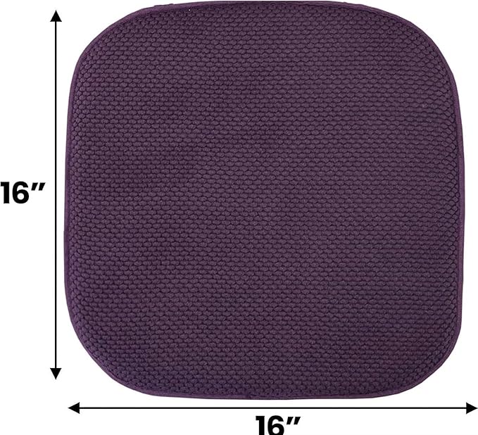 GoodGram 4 Pack Non Slip Ultra Soft Chenille Honeycomb Premium Comfort Memory Foam Chair Pads/Cushions - Assorted Colors (Purple)
