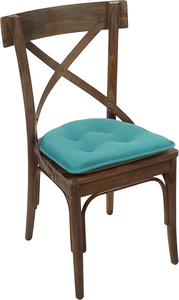 Klear Vu Omega Non-Slip Chair Cushions, Assembled in USA, U-Shaped Skid-Proof Seat Pads for Dining Room, Kitchen, Office, 15"x16", Solid Teal Blue, 4 Pack
