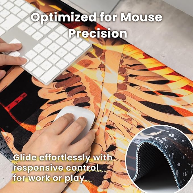 BELLEMOND Japanese Art Desk Mat | Large 31.5x11.8in Anime Mouse Pad for Keyboard & Mouse | Non-Slip Base, Water-Repellent | Original Japanese Design | Yokai Rising