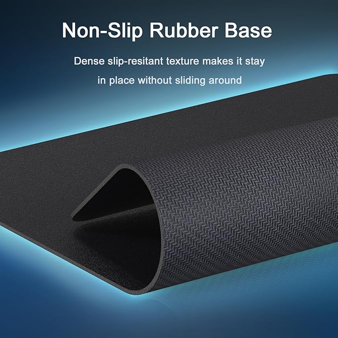 Senetem XL Large Mouse Pad, Ultra-Smooth Gaming Mousepad, Non-Slip Rubber Base, Washable Surface Fits Wired & Wireless Mouse – Big & Long Keyboard Computer Black Mat for Desk, 31.5x11.8 in