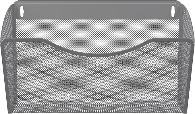 EasyPAG Wall File Organizer, Metal Mesh Hanging File Folder Holder for Letter/A4 Size Folders, Vertical Wall Mount Mail Sorter for Office Paperwork, Classroom, Silver