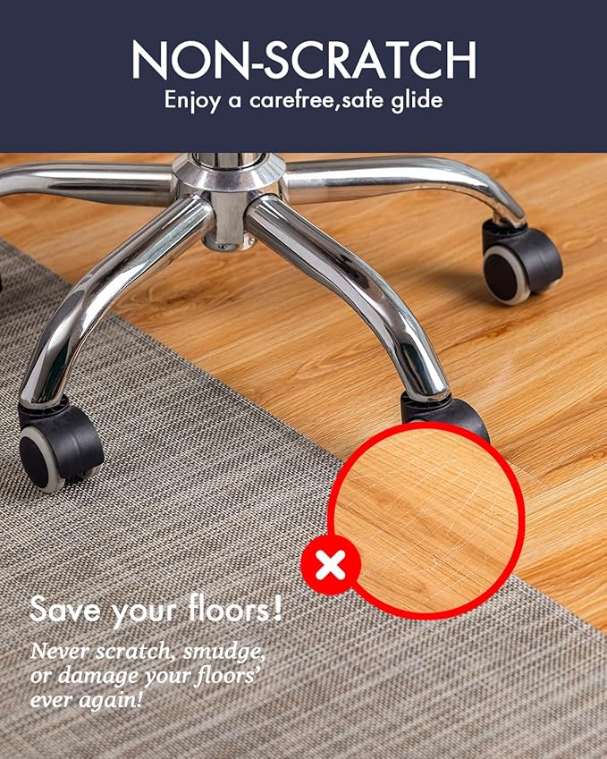 Office Chair Mat for Hardwood Floor Under Desk Computer Rolling Chair Mat for Wood/Tile Floor Non-Slip Heavy Duty Desk Rug PVC Plastic Hard Floor Protector 36" x 48" (Soapstone)