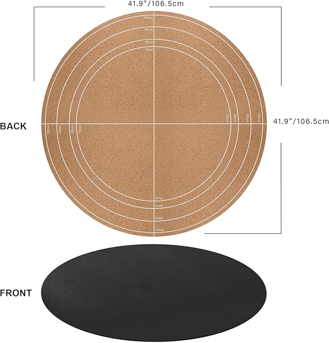 CENNBIE 42/40/36/32/30 Inches Round Table Mat - Cork Leather Table Pad Protector- Suitable as Side Dining Coffee Table Cover - Can Be Cut to Fit (Black)