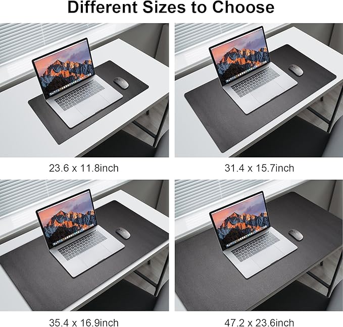 Large Leather Desk Pad Protector, Waterproof Desk Pads on Top of Desks, Keyboard and Mouse Pad for Desktop Organization. Easy Clean Computer Desk Mat for Office/Home (Black,47.2"x 23.6")