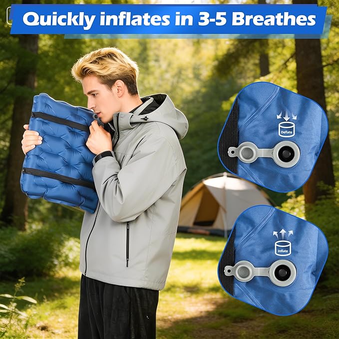 HiiPeak Inflatable Seat Cushion, Lightweight Stadium Seat Pad Camping Air Seat Cushion for Bleachers Backpacking Hiking Airplane Office Car Sports Events Concert