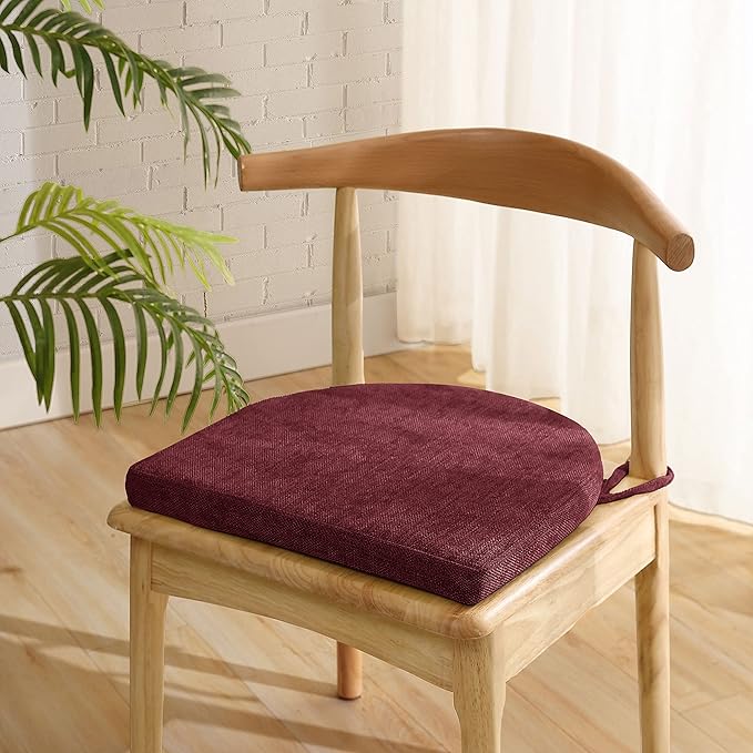 Chair Cushions 100% High Density Memory Foam Pads U Shaped 17" x 16"Non Slip Skid Rubber Back Seat Cover, 6 Pack, Wine Burgundy