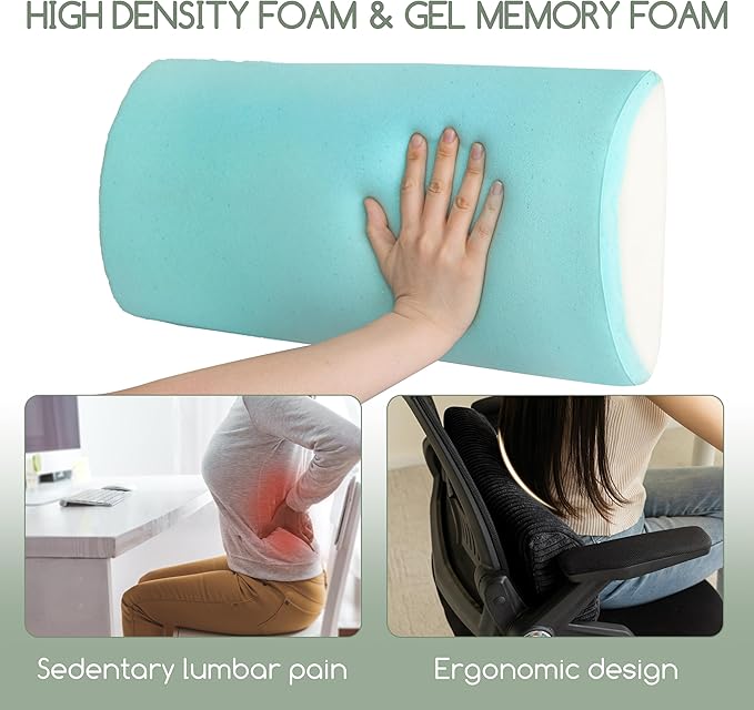 HIGOGOGO Lumbar Support Pillow for Recliner Chair/Accent Chair/Couch, Memory Foam Back Support Cushion for Elderly, Recliner Cushions for Back Rest, Pain Relief, Reading, Washable Cover, Black
