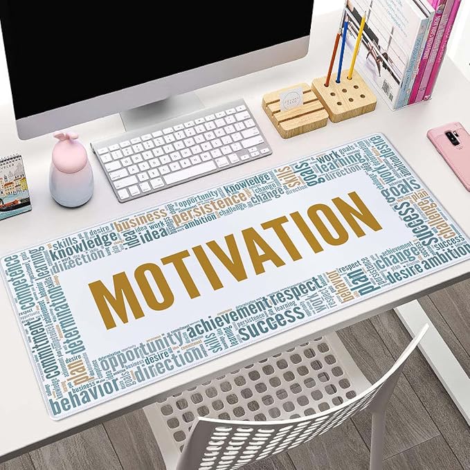 Motivation Gaming Mouse Pad XL Extended Large Desk Mat Big Mousepad Non-Slip Rubber Base Stitched Edge Long Desk Pad for Desktop PC Computer Gamer,31.5×11.8 Inch