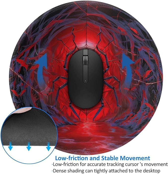 Halloween Round Mouse Pad Premium Textured Mouse Mat Washable Mousepads with Extended Stitched Edges Non Slip Rubber Base Small Mousepad 7.9 X 7.9 X 0.12 Inches