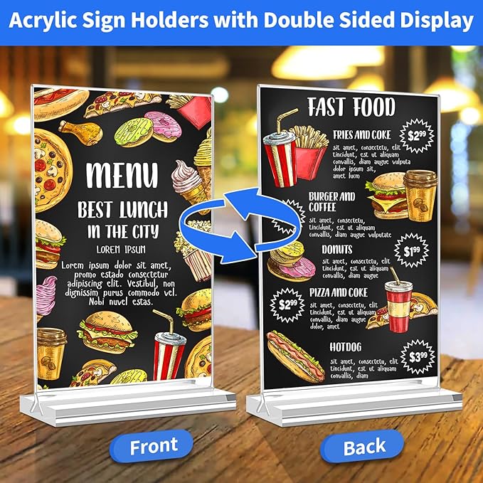 Svalor Acrylic Sign Holder 5x7，3 Pack Vertical Clear Display Stand，Double-sided Table Top Sign Holder，Acrylic Paper Display Stand Suitable For Office, Home, Show Fair, Restaurants, Stores, Hotels