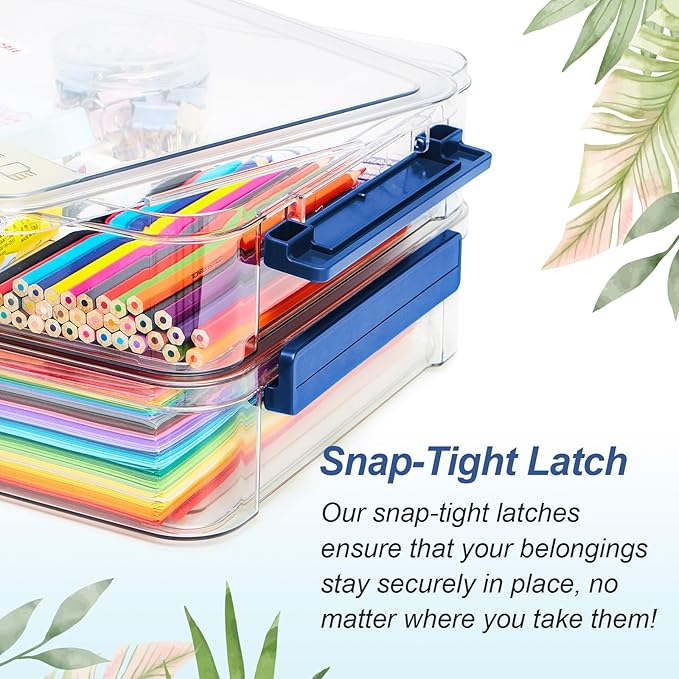 CATOOMUU 16 Pack Clear Plastic Storage Boxes with Lids, 9x13 Inches Shallow Flat, 5.5 Qt, Stackable Cases with Snap-Tight Latch, Organizer for Paper, A4 Files, Documents, Arts, Scrapbooking & Crafts