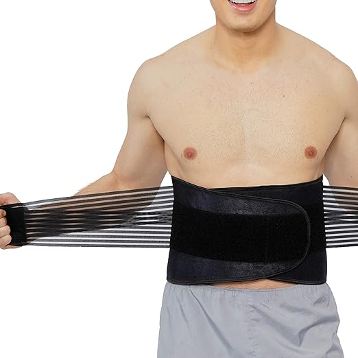 NeoTech Care Neoprene Back Brace for Men or Women - Adjustable & Breathable Lumbar Support Belt for Lower Back Pain (Blue, Size L)