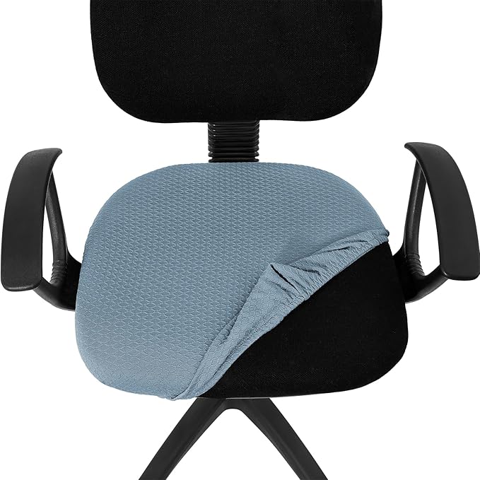 Smiry Stretch Jacquard Office Computer Chair Seat Covers, Removable Washable Anti-dust Desk Chair Seat Cushion Protectors - Airy Blue