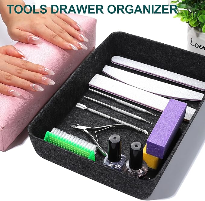 Desk Drawer Organizer,7 Pack Felt Drawer Organizer Shallow Drawer Organizers Felt Storage Bins,Desk organizer trays (Gray)
