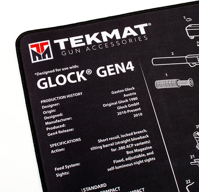 TekMat Ultra Handgun Mat 20" x 15" – Gun Cleaning & Maintenance Mat with Non-Slip Rubber Base and Oil-Resistant Surface for Pistols