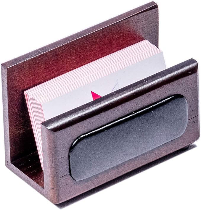 DACASSO Wood & Leather Desk Set - Luxury Leather Desk Pad & Desk Organization Essentials - Office Organization & Executive Desk Decor - (Walnut and Black, 8 Piece)