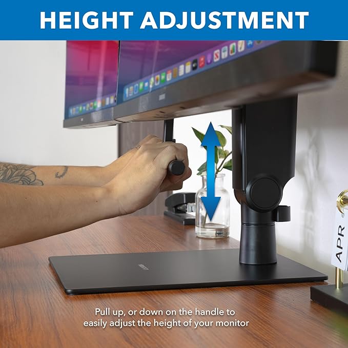 Mount-It! Freestanding Dual Monitor Stand 17" to 32", Height Adjustable, Tension Adjustable Spring Monitor Stand for 2 Screens, Max VESA 100x100, Swivel, Rotation, Instant Height Adjustment, Black