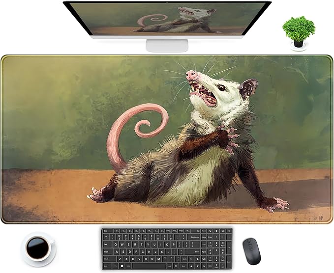 Cute Kawaii Anime Mouse Desk Mat Cartoon XXL Large Gaming Mouse Pad with Stitched Edges, Cool Computer Laptop Keyboard Mouse Mat 31.5x15.75 in, Non-Slip Rubber Base Mousepad for Gamer Lover