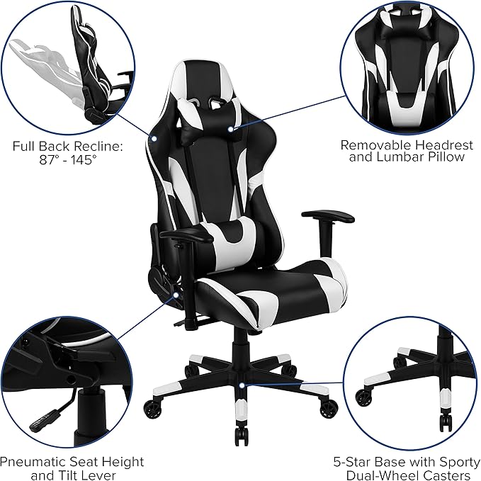 EMMA + OLIVER Black/Gaming Desk Bundle - Cup/Headset Holder/Mouse Pad Top