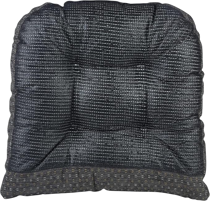 Klear Vu Gripper Overstuffed Universal Non-Slip Dining Chair Cushions for Kitchen Decor or Office Use, U-Shaped Skid-Proof Seat Pad, 15x15 Inches, 2 Count (Pack of 1), Ditzy Dot Gray