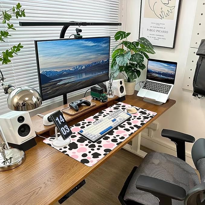 Desk Mat Mouse Pad Gaming Desk Pad XL Large Mouse Mat Office Decor Accessories (Pink Spots)