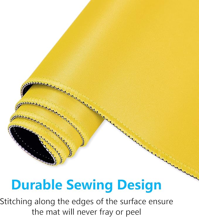 Dapesuom Large Gaming Mouse Pad, Extended Mouse Mat with Stitched Edges, Full Size Keyboard Pad with Non-Slip Base, Big XXL Computer Desk Mats for Gamer, Laptop, Office, 31.5 x 15.7in, Yellow