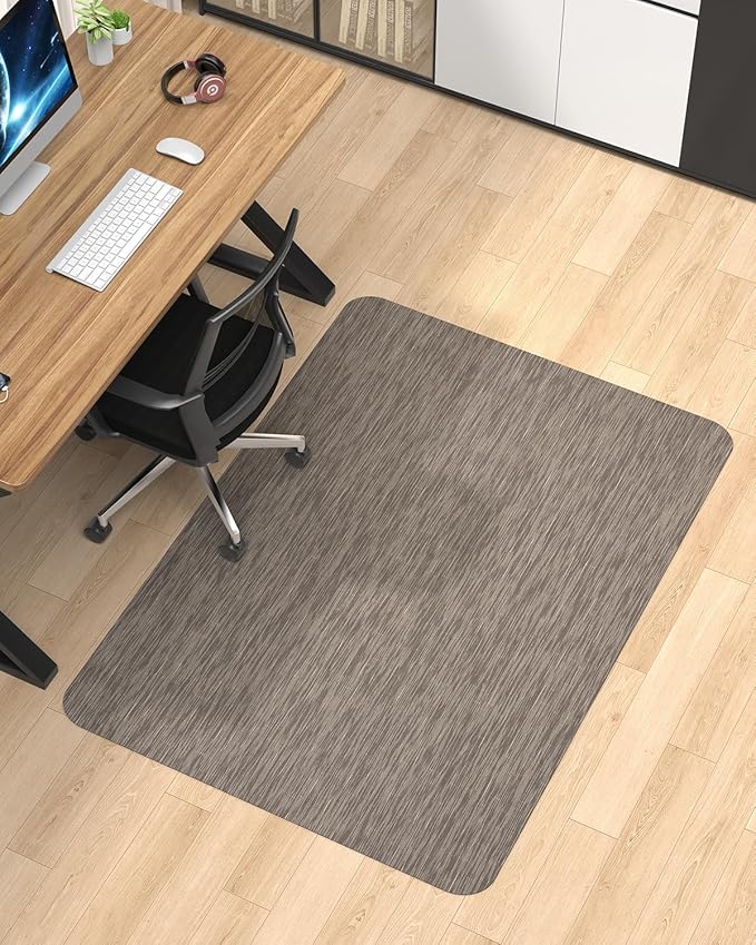 Blvornl Office Chair Mat for Hardwood Floor, 40"*55" Desk Computer Chair Mat for Hard Wood, Large Anti-Slip Hard Floor Protector for Rolling Chair, PVC Desk Rug for Office Dark Brown