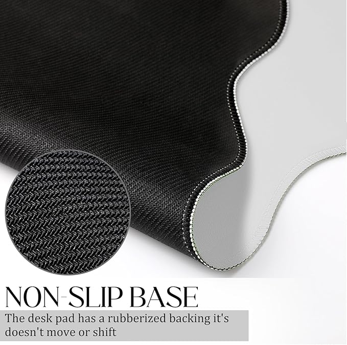 Hahafelt Scalloped Desk Mat Large Desk Pad Cute Coquette Table Mat Aesthetic Preppy Table Make up Pad Nonslip 2026 Graduation Gift with Stitching Waterproof Gaming(White,31.5 x 15.8 Inches)