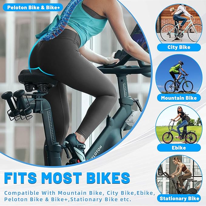 CDYWD Oversized Bike Seat for Men & Women, Comfortable Gel Padded, Extra Wide Bicycle Seat Cushion Comfort, Replacement Saddle for Peloton, Stationary Exercise Bike, Mountain Bike, Cruiser, City Bike