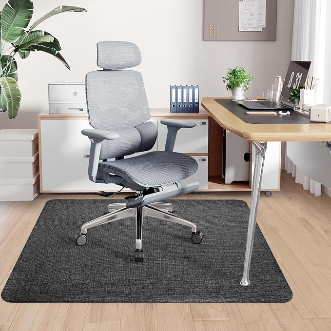 Sycoodeal Office Chair Mat for Hardwood & Tile Floor,Computer Gaming Chair Mat for Rolling Chairs Non-Curve, Anti-Slip, Heavy Duty Floor Protector for Home Office,Black (36" x 55")