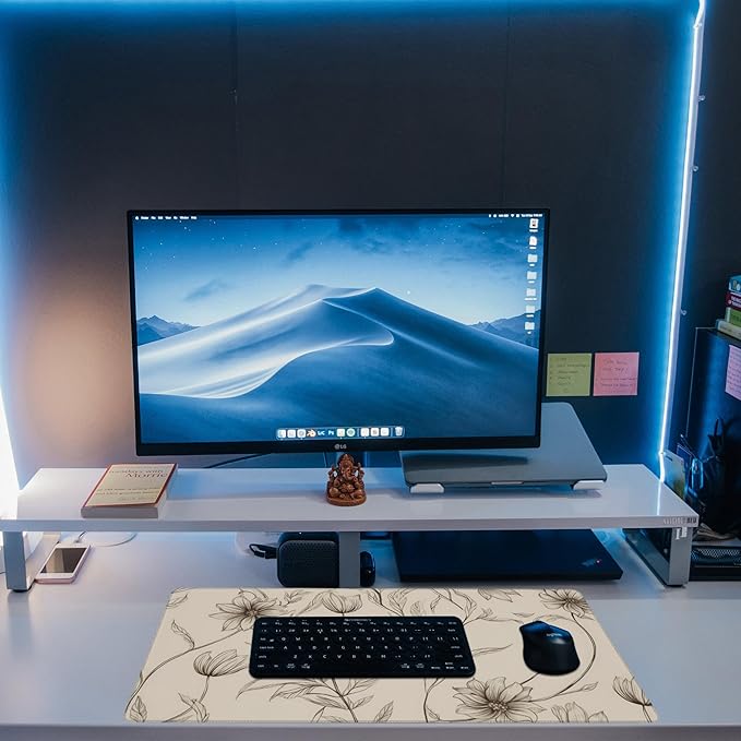 XL Mouse Pad,Minimalist Flowers Large Gaming Mouse Pad,Abstract line Floral Desk Mat for Desktop,Extended Big Computer Keyboard Desk Pad with Non-Slip Base and Stitched Edges 31.5"x11.8"