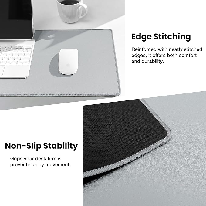 ALOANES Waterproof Mouse Pad with Durable Stitched Edge, XL Gaming Keyboard Pad, Non-Slip Rubber Base Mouse Mat, Extended Desk pad for Gamer, Office & Home, Gray Mousepad 31.5"x 11.8"x 0.12"