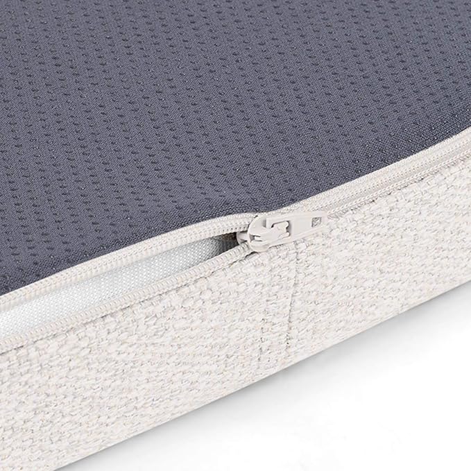 Shinnwa Kitchen Chair Cushions, Non Slip Dining Room Seat Cushions with Ties, 15 x 15.5 inches, Off White