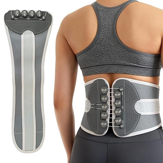 Back Brace for Lower Back Pain Relief – Adjustable Lumbar Support Belt for Men & Women – Breathable Mesh Back Support with Dual Side Stabilizers