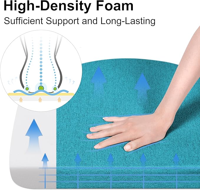 Shinnwa Kitchen Chair Cushions Set of 4, Non-Slip Dining Chair Cushions with Ties and Machine Washable Cover, 4 Pack, 17 x 16.5 x 2in, Teal