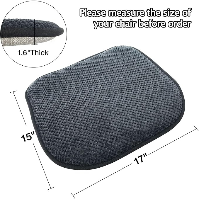 Grey Foam Seat Cushions Kitchen Chairs Pads for Dining Chairs 2 Pack Non Slip Patio Seat Cushions Washable U Shaped Soft Thick Large Metal Wooden Chair Cushions,17" x 15"