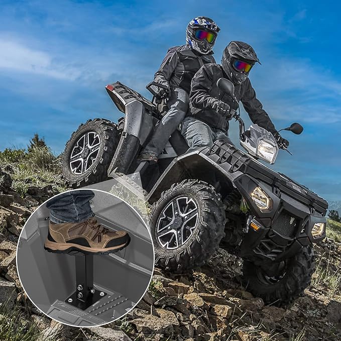 KEMIMOTO ATV Passenger Foot Rest, Adjustable Footrest, ATV Passenger Foot Pegs Anti-Slip Grip Compatible with Polaris Sportsman Scrambler Foreman Fourtrax Grizzly, Black