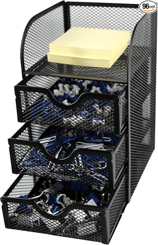 Huron Desktop Mini 3-Drawer Supplies Organizer (1/4/24/96) (96 pc)
