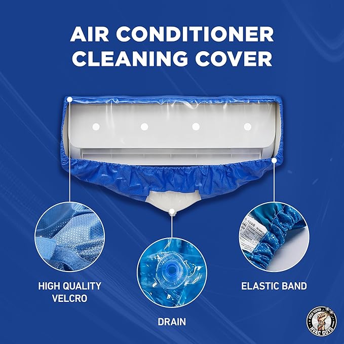 Mini Split Cleaning Bag | 360 Waterproof Design | Fits Systems 27in - 39in Long | Mini Split Cleaning Kit Includes Overspray Guards and Drain Hose
