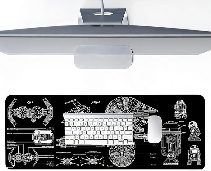 Large Gaming Mouse Pad, Desk Mat Extended XXL Keyboard Desk Pad with Non-Slip Base, 31.5x11.8 inch Black Gamer Mousepad for Office, Home & Gaming Room Decor (Spaceship Sci-f-2)