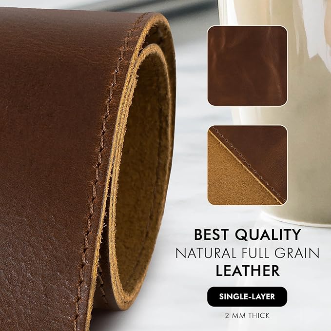 Elizo Real Leather Desk Mat Set (32x16) Large Desk Cover Desk Blotter Protector Computer Gaming Mouse Pad Table Laptop Office Desktop Accessories