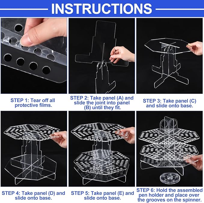 Eersida 120 Slot Acrylic Pen Holder Pen Clear Pencil Holder Display Stand Marker Organizer Acrylic Desktop Organizer the Hole Diameter Is 0.5 Inch for Art Supply Makeup Brushes Storage Craft Shows