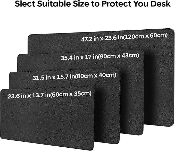 Leather Desk Pad Protector, Office Desk Mat, Large Mouse Pad, Non-Slip PU Leather Desk Blotter, Waterproof Computer Desk Writing Pad for Office and Home (Black, 47.2" x 23.6")