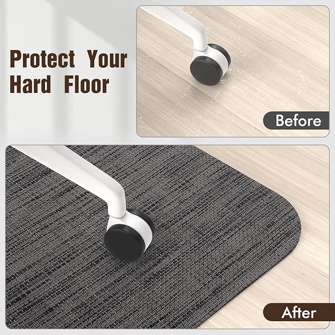 Blvornl Office Chair Mat for Hardwood Floor, 45"x 53" Desk Chair Mat for Hard Wood and Tile Floor, Large Anti-Slip Hard Floor Protector, PVC Mat Desk Rug for Office Home, Black