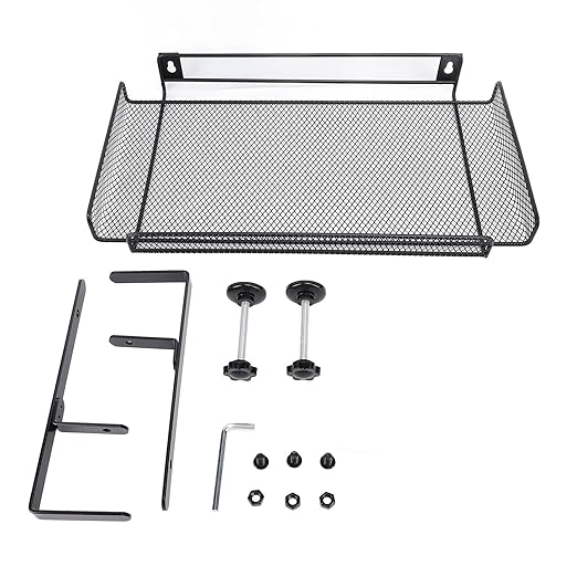 Under Desk Cable Management Tray, 14.4 x 7.9 x 6.9 Inch Large Cpacity Metal Mesh Desk Cable Tray with Clamp Mount No Drill Carbon Steel Desk Cable Organizer for Home Office (Black)