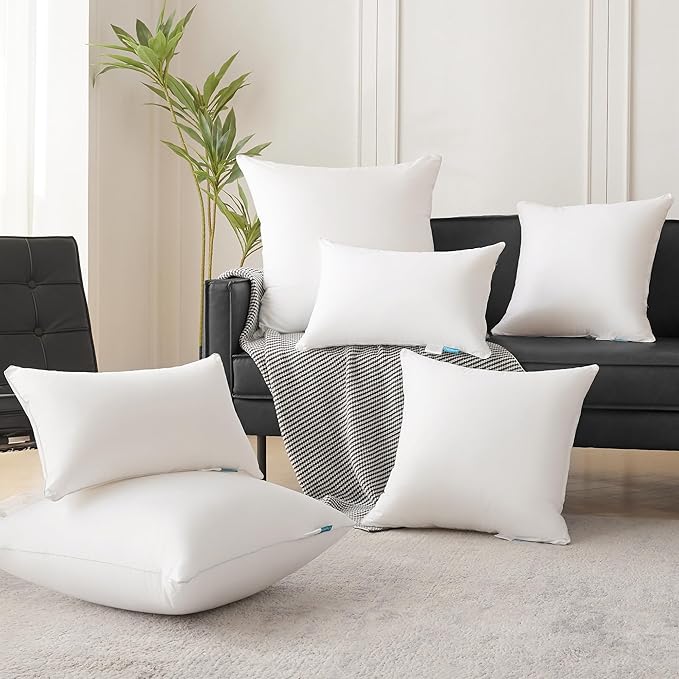 Oubonun 14 x 22 Pillow Inserts (Set of 2) - Lumbar Pillow with 100% Cotton Cover - Rectangle Square Interior Sofa Pillow Inserts - Decorative Pillow Insert Pair - White Couch Pillow